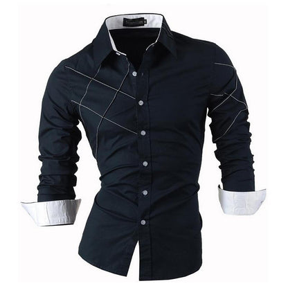 jiaabc Spring Autumn Features Shirts Men Casual Shirt Long Sleeve Male Shirts Zipper Decoration (No Pockets)