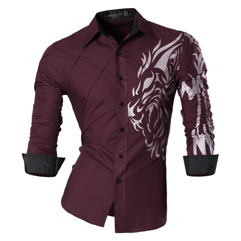 jiaabc Spring Autumn Features Shirts Men Casual Shirt Long Sleeve Male Shirts Zipper Decoration (No Pockets)