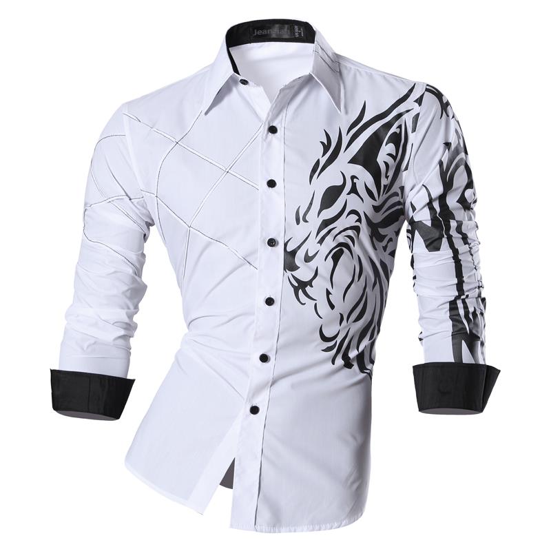 jiaabc Spring Autumn Features Shirts Men Casual Shirt Long Sleeve Male Shirts Zipper Decoration (No Pockets)