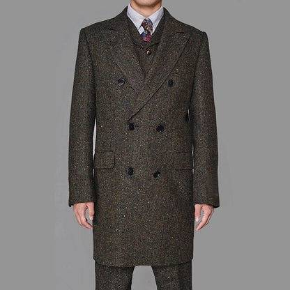 Fashion Mens Suits Tweed three-Piece Suit Tweed Vintage Business Jacket Vest and Pants Custom Wedding Tuxedos New in winter