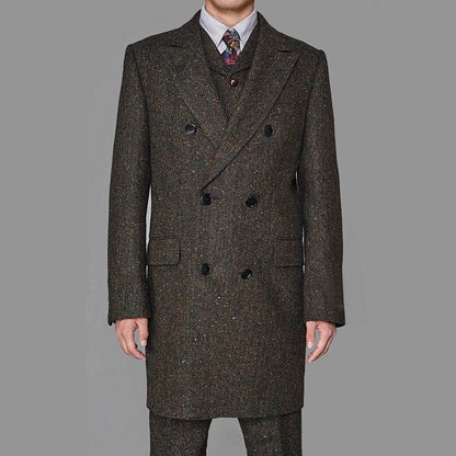 jiaabc Fashion Mens Suits Tweed three-Piece Suit Tweed Vintage Business Jacket Vest and Pants Custom Wedding Tuxedos New in winter