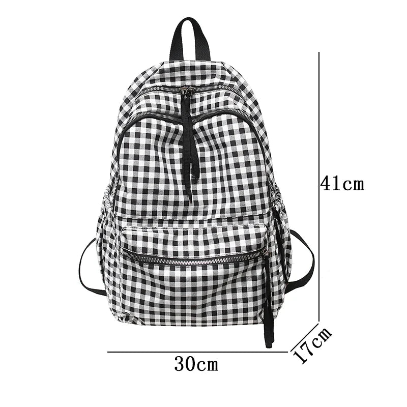 School Backpacks Plaid Pattern Women's Backpack Fashion College Students School Bags for Girls Teenager Casual Female Schoolbag