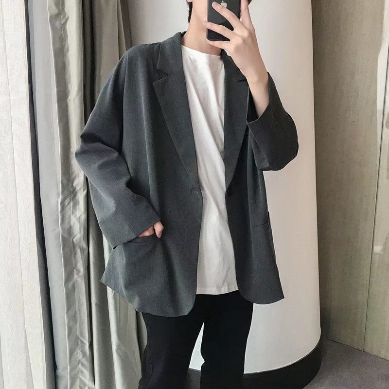 jiaabc semi formal men outfit Small Suit Jacket Men's Fashionable Handsome Casual Internet Celebrity Top Spring and Autumn New Loose Solid Color Suit