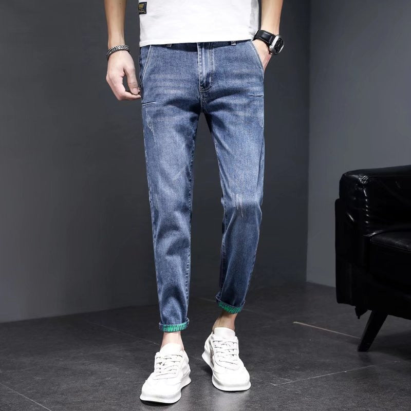 Men's Jeans Summer Thin Ripped Slim Fit Small Feet Casual Summer Versatile 2024 Spring and Autumn New Trousers