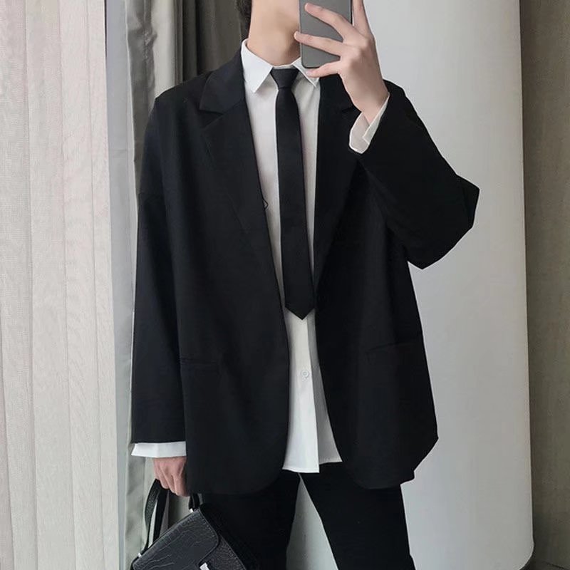 jiaabc semi formal men outfit Small Suit Jacket Men's Fashionable Handsome Casual Internet Celebrity Top Spring and Autumn New Loose Solid Color Suit