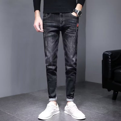 Men's Jeans Summer Thin Ripped Slim Fit Small Feet Casual Summer Versatile 2024 Spring and Autumn New Trousers