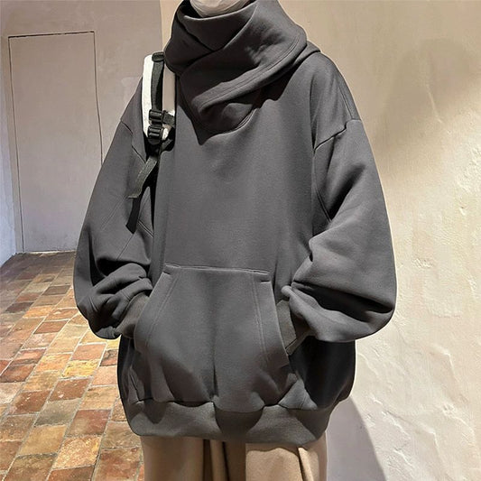 jiaabc guys clothing styles Chong Feng Sweater Men's Spring Autumn and Winter Fashion Brand Heavy Hooded Turtleneck Top Oversize Functional Student Coat