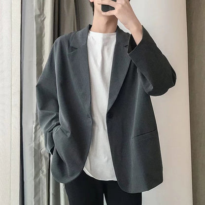 jiaabc semi formal men outfit Small Suit Jacket Men's Fashionable Handsome Casual Internet Celebrity Top Spring and Autumn New Loose Solid Color Suit