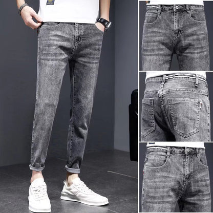 Men's Jeans Summer Thin Ripped Slim Fit Small Feet Casual Summer Versatile 2024 Spring and Autumn New Trousers