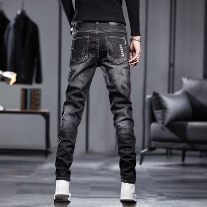 Men's Jeans Summer Thin Ripped Slim Fit Small Feet Casual Summer Versatile 2024 Spring and Autumn New Trousers