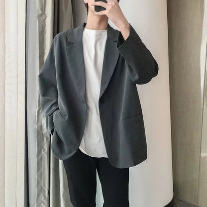 jiaabc semi formal men outfit Small Suit Jacket Men's Fashionable Handsome Casual Internet Celebrity Top Spring and Autumn New Loose Solid Color Suit