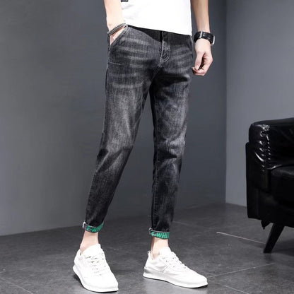 Men's Jeans Summer Thin Ripped Slim Fit Small Feet Casual Summer Versatile 2024 Spring and Autumn New Trousers