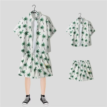 jiaabc New Floral Shirt Suit, Hawaiian Style, Handsome Hip-hop, Fashionable Internet Celebrity, Spring and Summer Short-sleeved Shorts Set