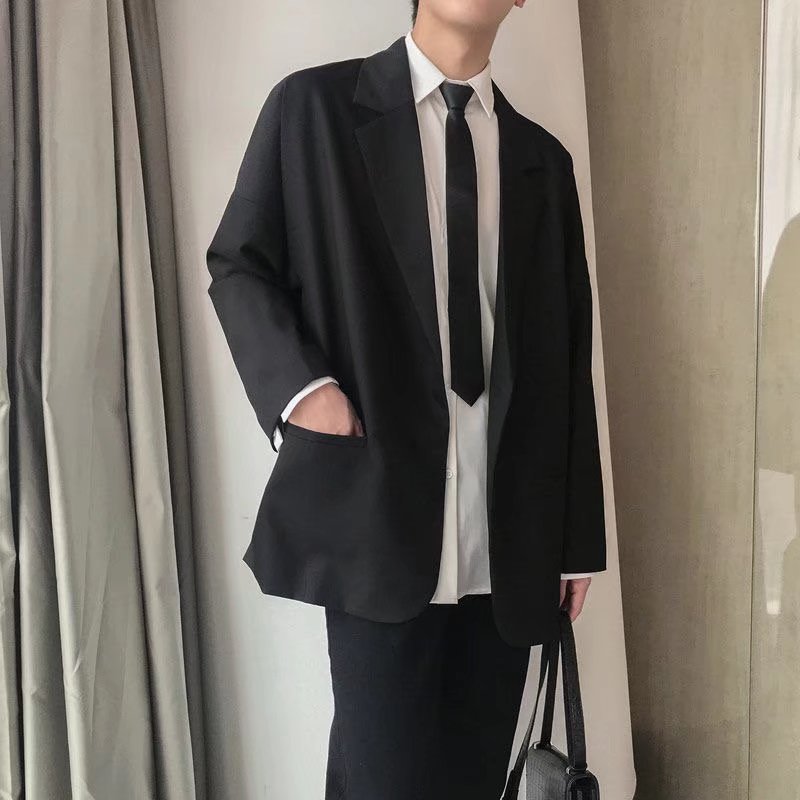 jiaabc semi formal men outfit Small Suit Jacket Men's Fashionable Handsome Casual Internet Celebrity Top Spring and Autumn New Loose Solid Color Suit