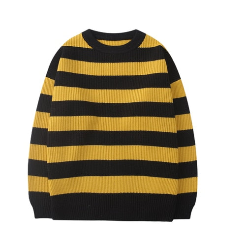 jiaabc Striped Men Sweaters Autumn Men's Pullovers Harajuku Streetwear Tate Landon Sweater Green Striped Sweater Women