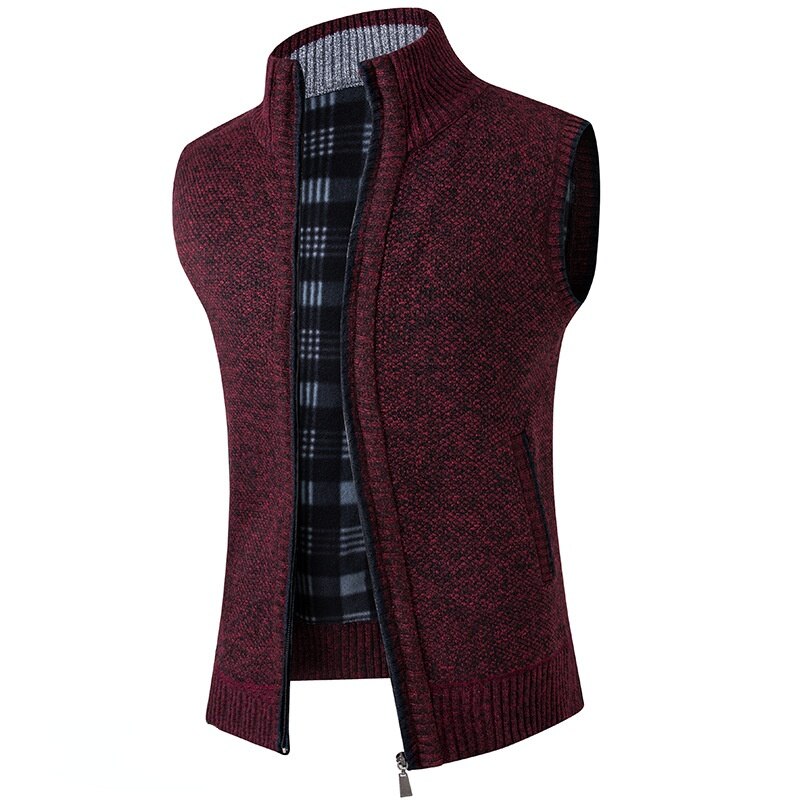 Men's Sweaters Vest Autumn Winter New Solid Warm Zipper Sweatercoat Sweaters Vest Men Casual Knitwear Sleeveless Male Clothing