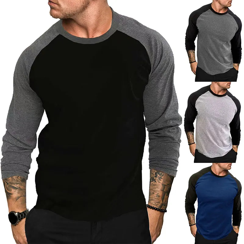 jiaabc Casual Fashion Streetwear Long Sleeve T-shirt Men Woman Fitness Raglan Sleeves Tee Shirt Male Tops Spring Autumn Clothing