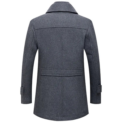 jiaabc Winter Men Slim Fit Wool Trench Coats Fashion Middle Long Outerwear Mens Double Collar Zipper Solid Color Casusal Woolen Coats