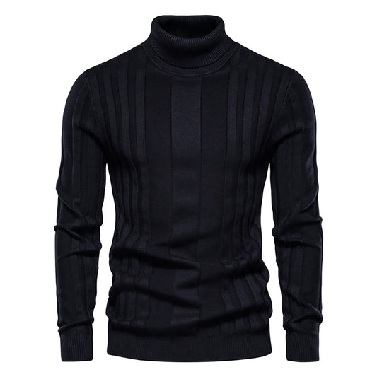 jiaabc Slim Fit Pullovers Turtleneck Men Casual Basic Solid Color Warm Striped Sweater Mens New Winter Fashion Sweaters Male