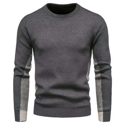 jiaabc Autumn New Foreign Trade Men's Knitwear Round Neck Colored Solid Sweater Underlay