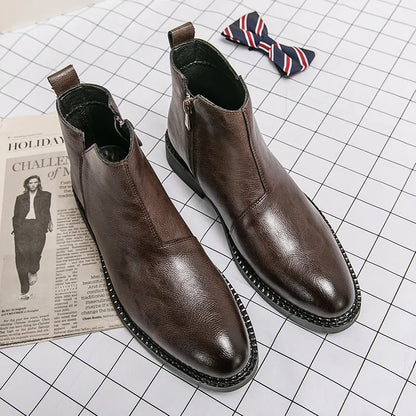 jiaabc Casual Chelsea Boots Men Ankel Boots Fashion Retro Business Dress Boots Antumn Bota Masculina