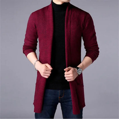 jiaabc Men's Jacket Autumn and Winter Casual Hooded Solid Color Knit Windbreaker  Large Size Cardigan Long Sleeve Sweater