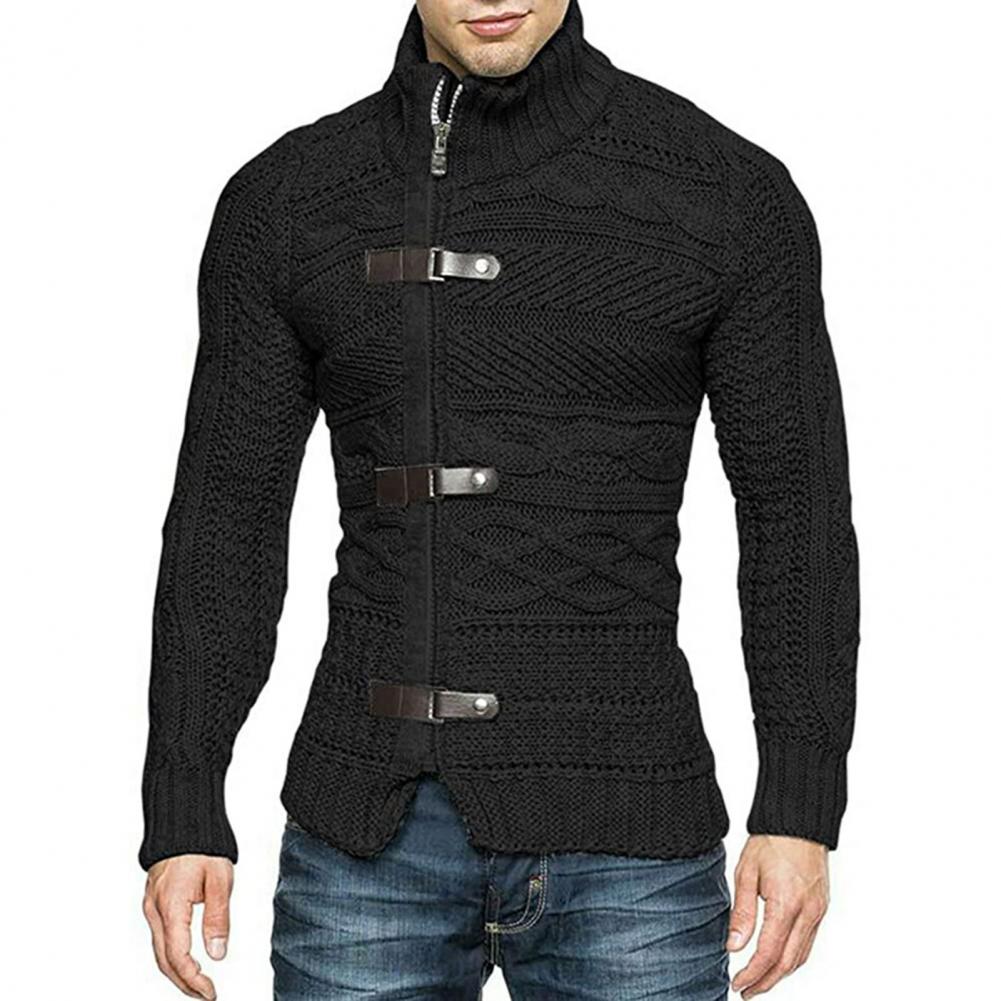 jiaabc Men's Sweaters Stretchy Stylish Acrylic Fiber Loose Sweater Coat Winter Mens Turtleneck Pullover Sweater