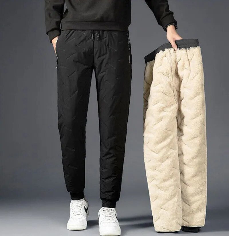 jiaabc Men Winter Warm Lambswool Thicken Sweatpants Men Outdoors Leisure Windproof Jogging Pants Brand High Quality Trousers Men