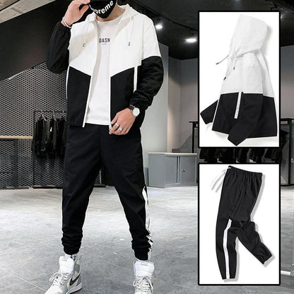 jiaabc Men Tracksuit Casual Joggers Hooded Sportswear Jackets And Pants 2 Piece Sets Hip Hop Running Sports Suit