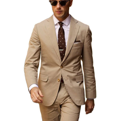 Beige Slim Fit Wedding Men Suits for Dinner Party Groom Tuxedo 2 Piece Male Fashion Jacket with Pants Latest Design Blazer