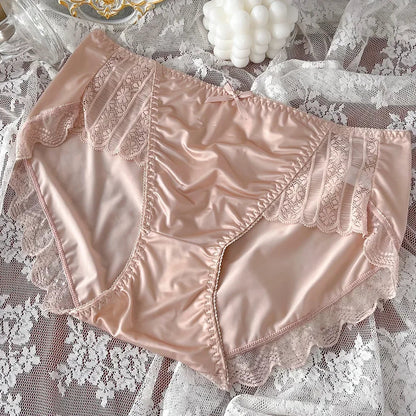 New Underwear for Women Satin Traceless Ice Silk Panties for Lady Breathable Sexy Pure Desire Panties Large Mid Waist M-XXL