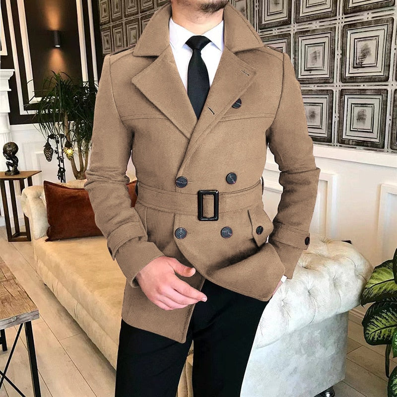 jiaabc New Men's Double Breasted Woolen Coat Winter Trench Coat Long Male's Overcoat High Quality Man Wool Jackets Outdoor Windbreaker