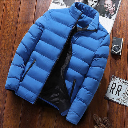 jiaabc Mens Winter Jackets Fashion Casual Windbreaker Stand Collar Thermal Coat Outwear  Oversized Outdoor Camping Jacket Male Clothes