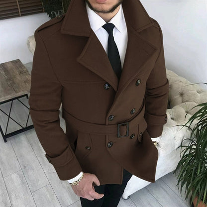 jiaabc New Men's Double Breasted Woolen Coat Winter Trench Coat Long Male's Overcoat High Quality Man Wool Jackets Outdoor Windbreaker