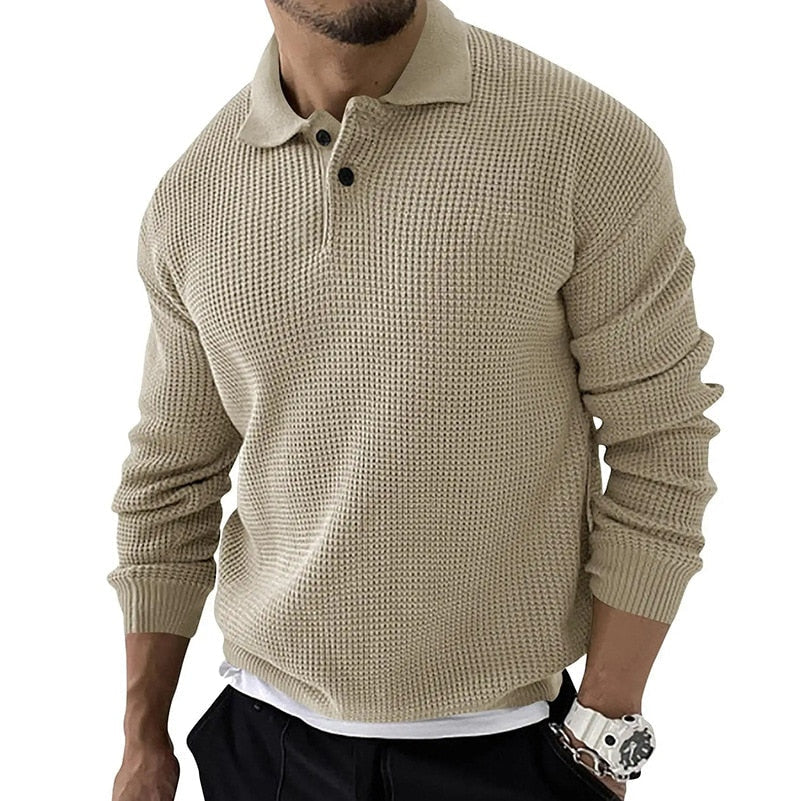 Autumn Winter Men's Sweater Knitted POLO Shirts Lapel Solid Color Knitted Pullover Social Streetwear Casual Business Men Clothin