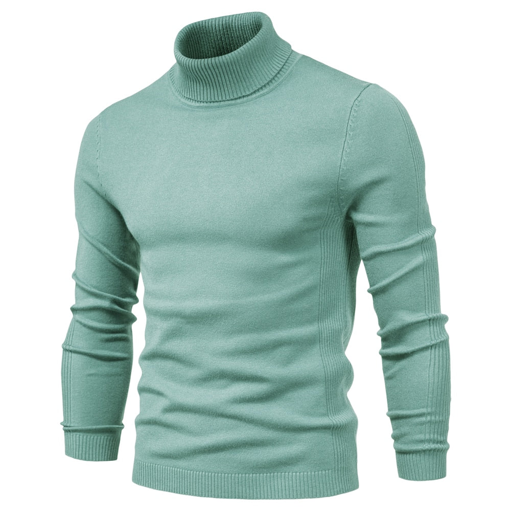 New Winter Turtleneck Thick Mens Sweaters Casual Turtle Neck Solid Color Quality Warm Slim Turtleneck Sweaters Pullover Men