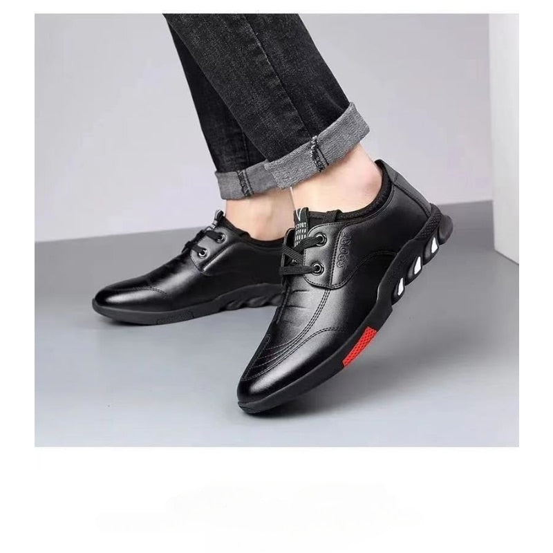 jiaabc Dropshipping Men's Casual Leather Shoes Spring Men's Shoes Silp on Work Shoes Male Soft Non-slip Loafers Summer Flat Shoes 2023