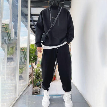 jiaabc jiaabc 2023 Autumn Winter Tracksuit Two Piece Sets Hip Hop Men Pant Sports Wear Fashion Clothing Solid Color Sweatsuit Jogging Suit