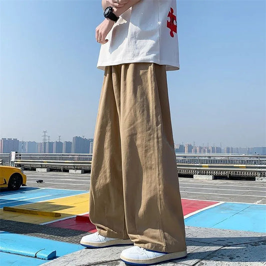 jiaabc Spring and Autumn Fashion Brand Japanese Retro Workwear Straight Tube Wide Leg Loose and Versatile Handsome Men's Casual Pants