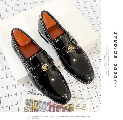 jiaabc New Wedding Shoes for Men Loafers Round Toe Solid Slip-On Business Formal Shoes Size 38-47 Free Shipping Mens Dress Shoes