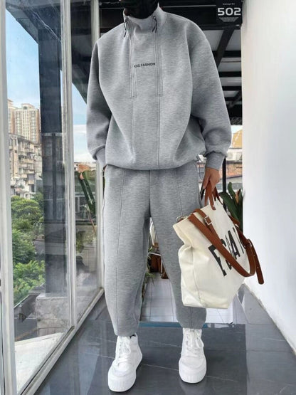 jiaabc jiaabc 2023 Autumn Winter Tracksuit Two Piece Sets Hip Hop Men Pant Sports Wear Fashion Clothing Solid Color Sweatsuit Jogging Suit