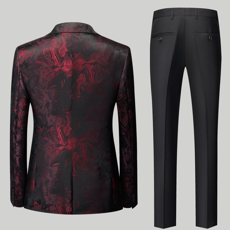 Men's Business Banquet Jacquard Suit 3piece Gentlemen's Court Clothing Men Wedding Party Groom Dress Male Blazers + Pants + Vest