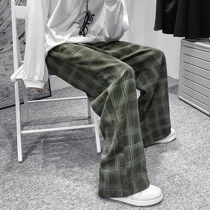 jiaabc Autumn Corduroy Pants Men Fashion Retro Casual Plaid Pants Men Streetwear Hip Hop Loose Straight Trousers Male Large Size S-5XL