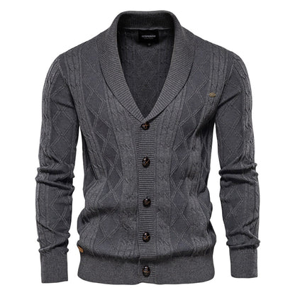 jiaabc Cotton Argyle Cardigan Men Casual Single Breasted Solid Color Business Mens Cardigans New Winter Fashion Sweater Man