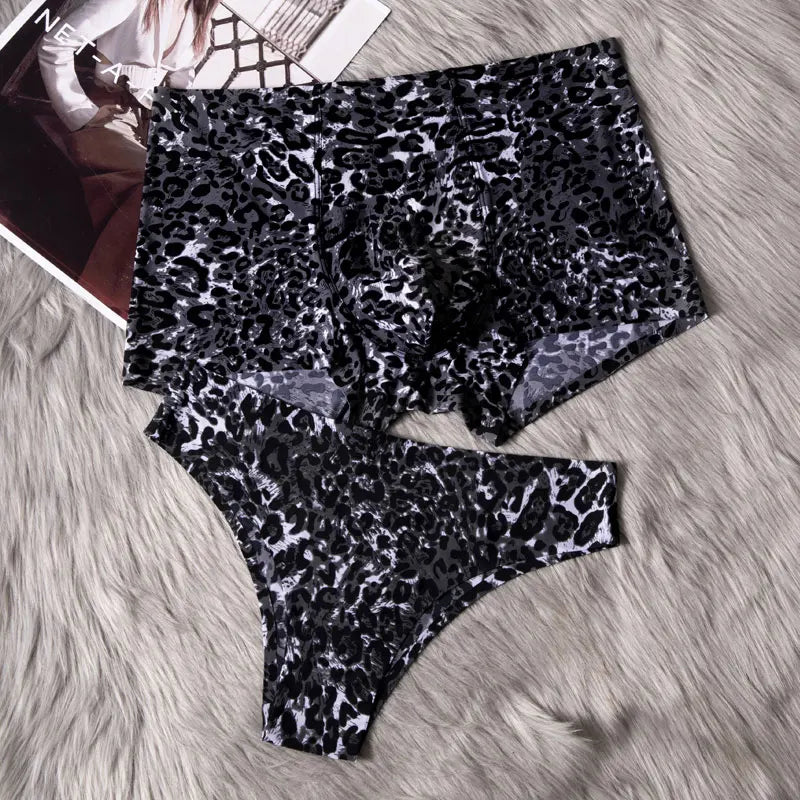 Couple Lovers Men Boxer Shorts Leopard Print Sexy Underwear Men's Underpants Cueca Boxer Male Panties Lady Boxershorts Bamboo