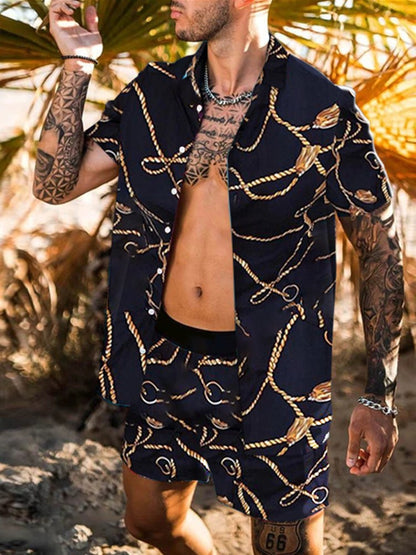 jiaabc NEW Men leopard print Hawaiian Sets Summer Short Sleeve Button Shirt Beach Shorts Streetwear Casual Mens Suit 2 Pieces