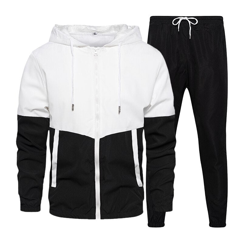 jiaabc Men Tracksuit Casual Set Male Joggers Hooded Sportswear Jackets+Pants 2 Piece Sets Hip Hop Running Sports Suit 5XL