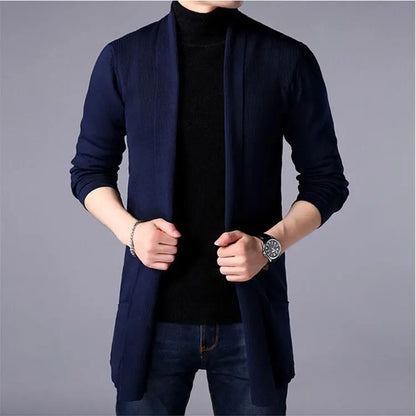 jiaabc Men's Jacket Autumn and Winter Casual Hooded Solid Color Knit Windbreaker  Large Size Cardigan Long Sleeve Sweater