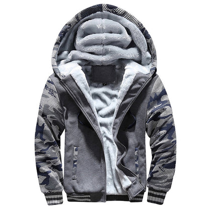 jiaabc Men's Fleece Jacket Camouflage Thicken Jackets Hooded Coat Winter Long Sleeve Down Coats Casual Streetwear Men's Hoodies