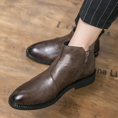 jiaabc Casual Chelsea Boots Men Ankel Boots Fashion Retro Business Dress Boots Antumn Bota Masculina